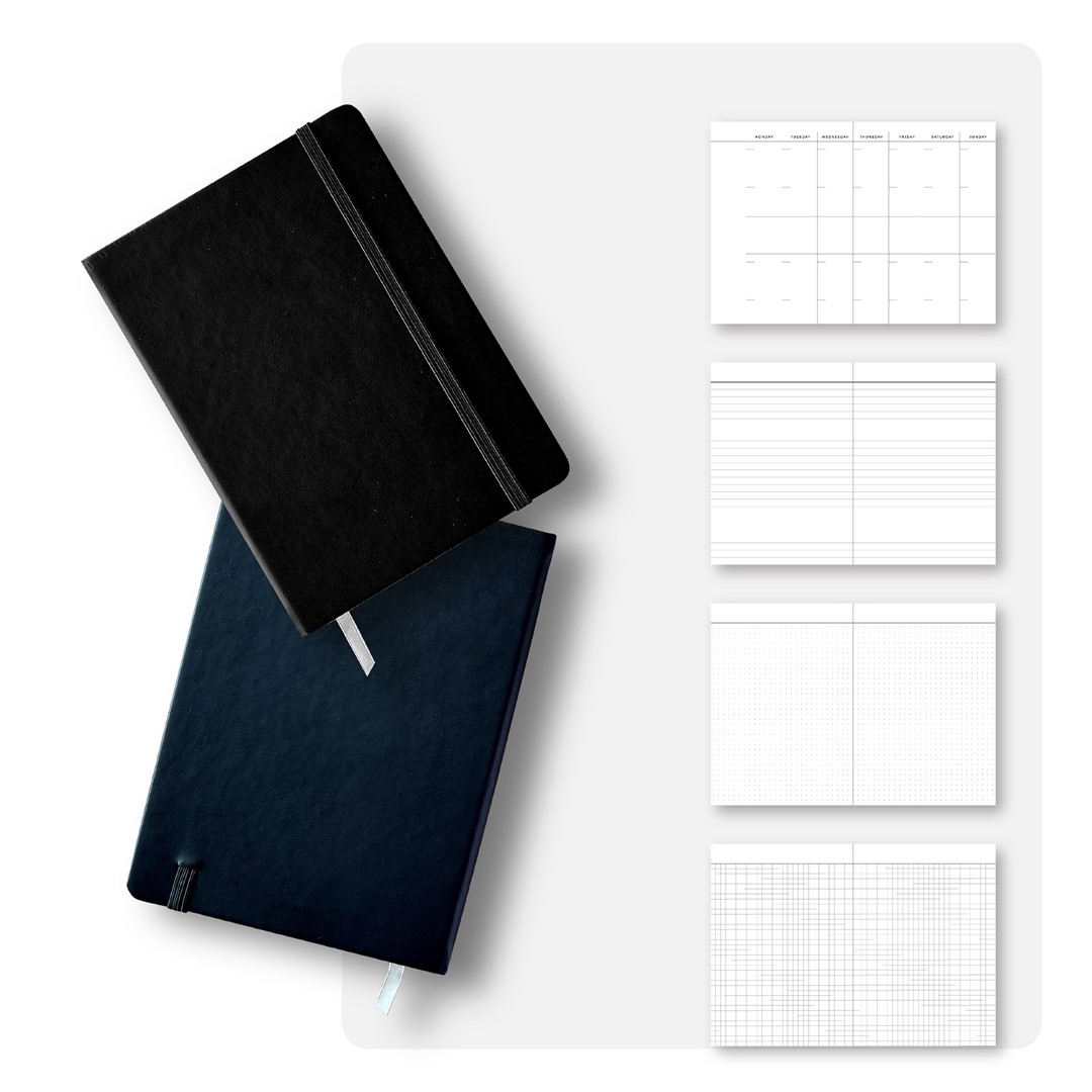 ดั๊บเบิ้ล เอ สมุดบันทึกกู๊ดเดย์ ปกแข็งหุ้มหนังสีดำมีสายรัด