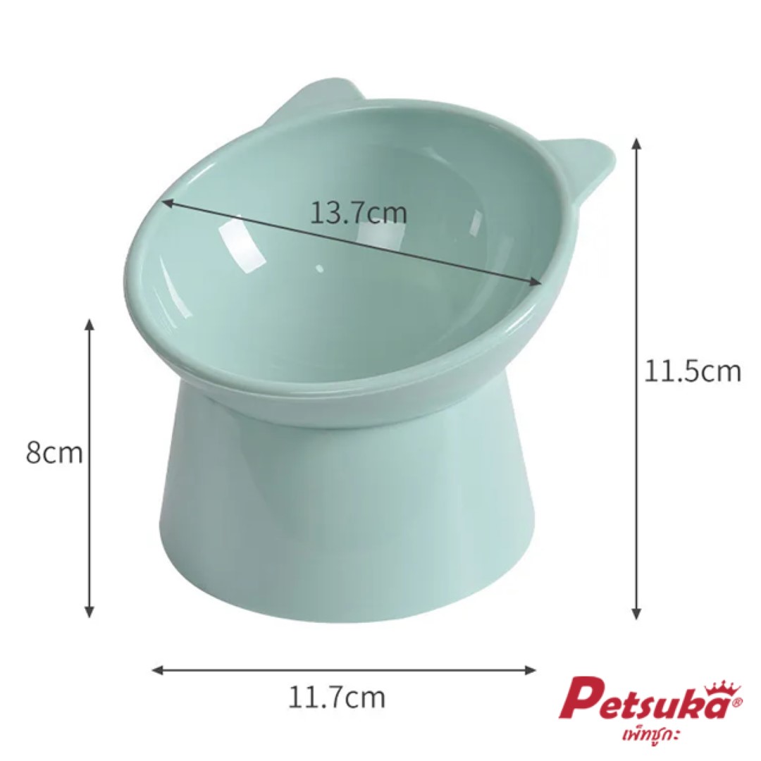 ชามอาหารสัตว์เลี้ยง Petsuka สำหรับสุนัขและแมว ดีไซน์โมเดิร์นรูปแมว สีชมพู