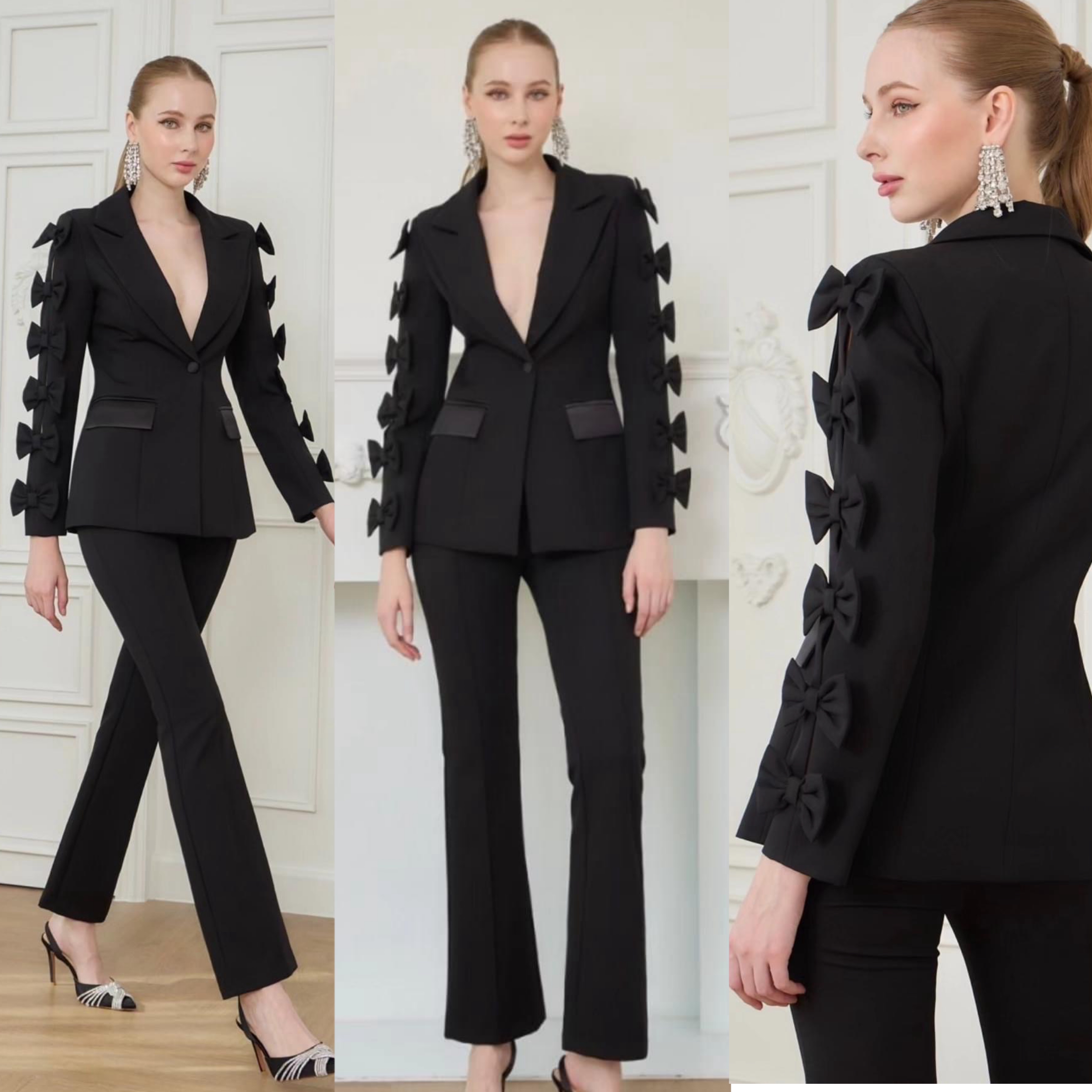 เซตBLAZER แต่งโบว์แขน+กางเกงทรงสวย เนื้อผ้าเกรดเอ ตัวBLAZERเป็นทรงเข้ารูป ปกเป็นทรงเทเล่อร์ ใส่สบาย : สินค้าคุณภาพ (พร้อมส่ง)