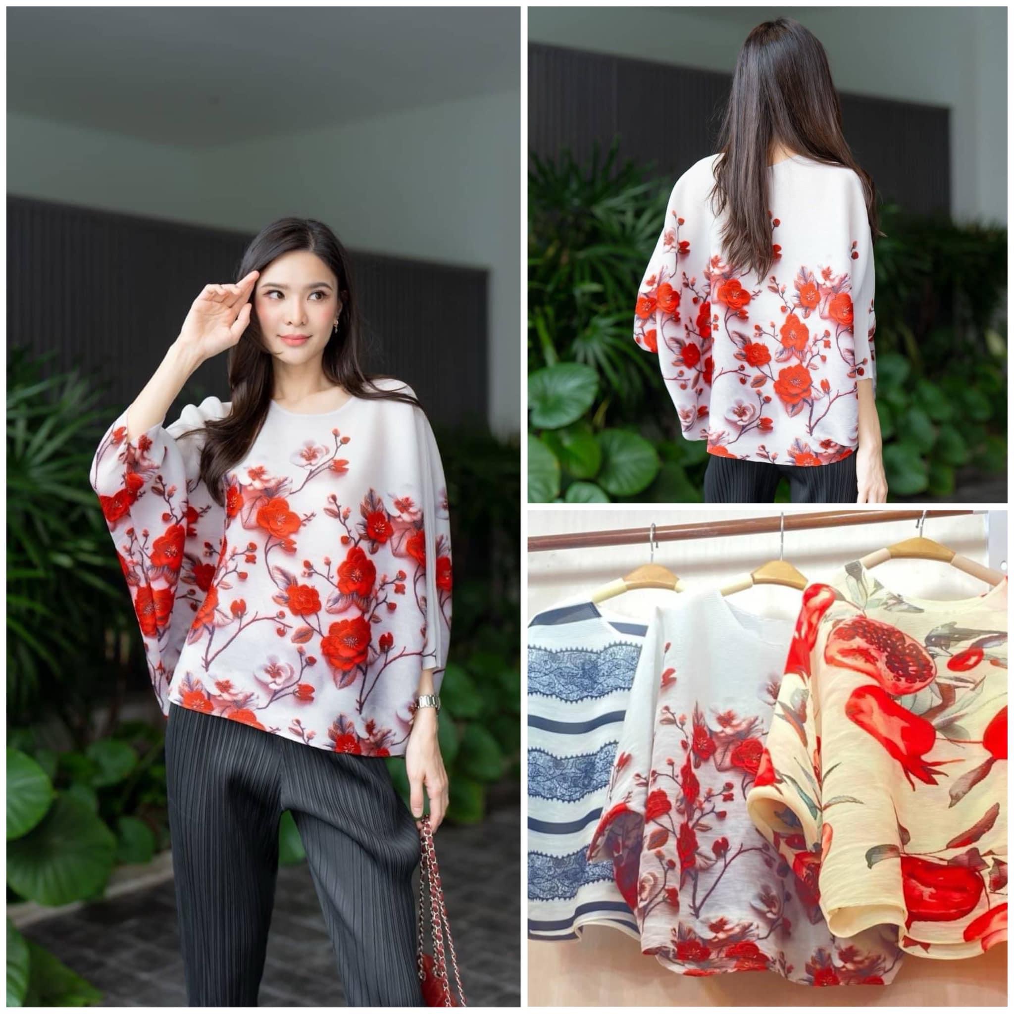 เสื้ออัดพลีท 100% เนื้อเดียวกับงาน Brand งาน สวย🔮High Quality ✔️ ดีไซด์แขน 3 ส่วน ไล่เฉดสีสวยได้ อย่างลงตัว : สินค้าคุณภาพ (พร้อมส่ง)