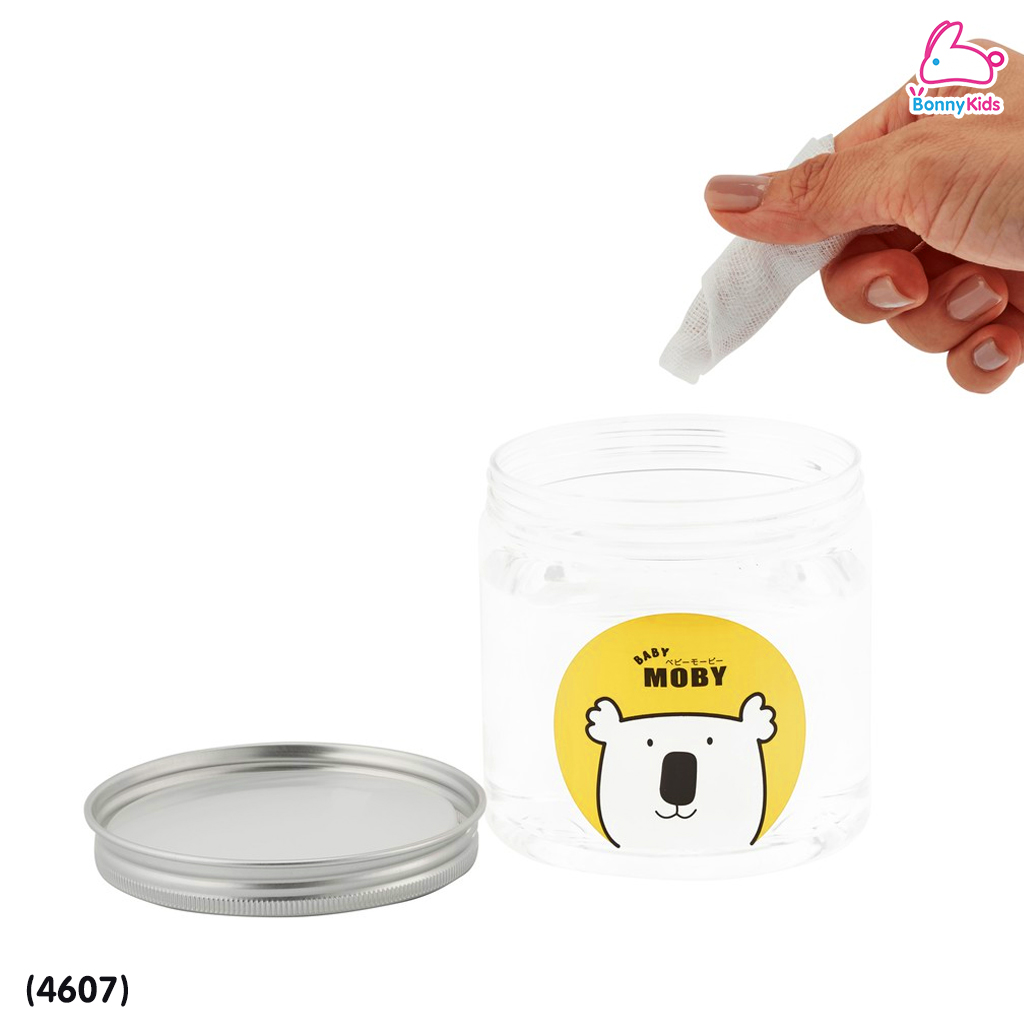 (4607) Baby Moby (เบบี้โมบี้) กระปุกใสใส่สำลี มีฝาปิด 2 ชั้น