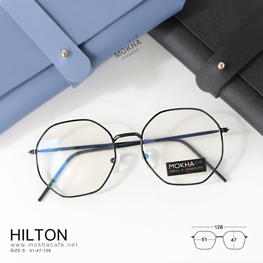 HILTON - black แว่นทรงเหลี่ยม กรอบโลหะ กว้าง 128 มม. (sizeS) H47
