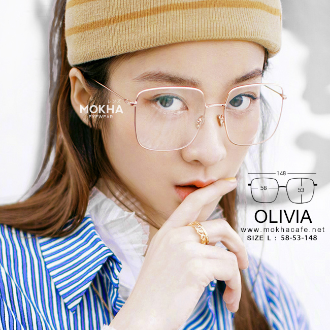 OLIVIA - black แว่นทรงเหลี่ยม กรอบโลหะ Oversize กว้าง 148 มม. (sizeL) H53