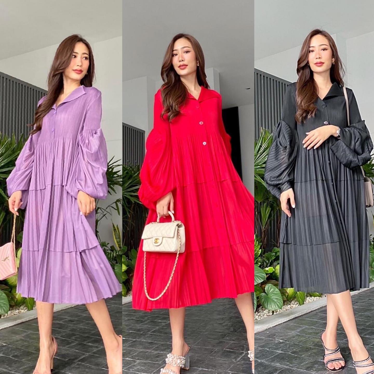 มินิเดรสอัดพลีท 🥰 สวยงาม แบบงานแบรนด์ ทรงคอปกวี พองจั๊มตุ๊กตา ดีเทลอัดพลีทระบาย ทับซ้อน 3 ชั้น สวย กรุยกรุย ✨✨ ฟรุ๊งฟริ๊ง ออกงานไหนก็ เกร๋สุด สินค้าคุณภาพ (พร้อมส่ง)