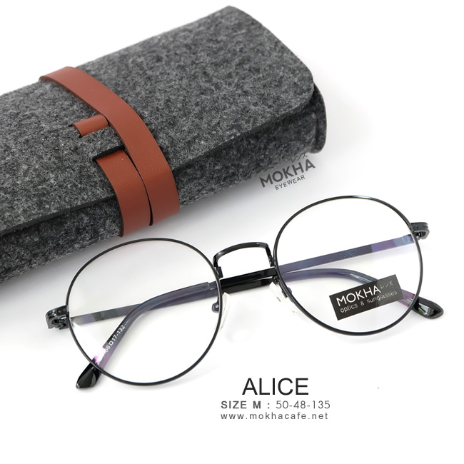 [pre-order] แว่นกันแดด ALICE - black กรอบโลหะทรงกลม กว้าง 135 มม.(sizeM)