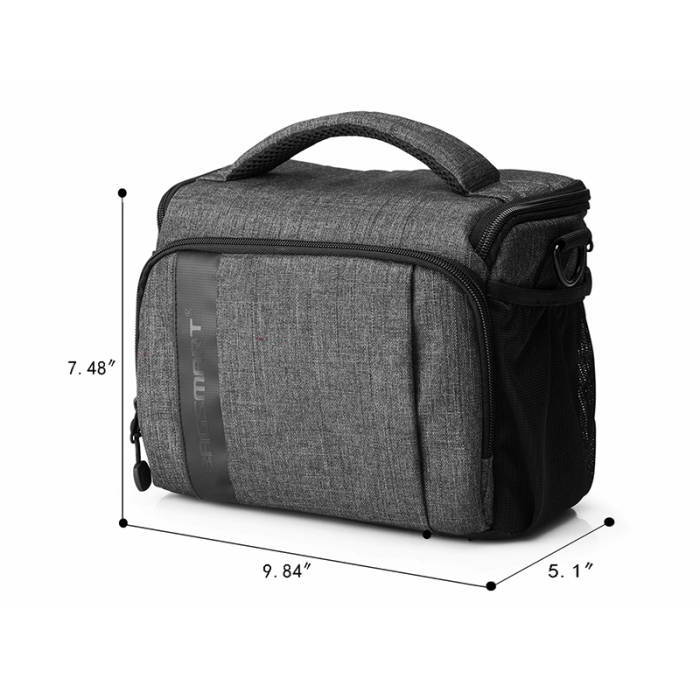 กระเป๋าใส่กล้องถ่ายรูป SLR/DSLR ขนาดกะทัดรัด พร้อมผ้าคลุมกันฝนหรือสิ่งสกปรก (สี Grey) (BAGSMART Compact Camera Shoulder Bag for SLR/DSLR with Waterproof Rain Cover)
