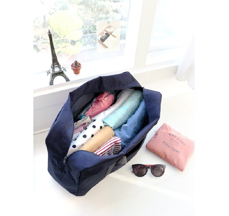 Wind Blows กระเป๋าเดินทางพับเก็บได้ เสียบที่จับกระเป๋าเดินทางได้ มีซิปรูดตอนพับเก็บ สำหรับการเดินทาง ท่องเที่ยว