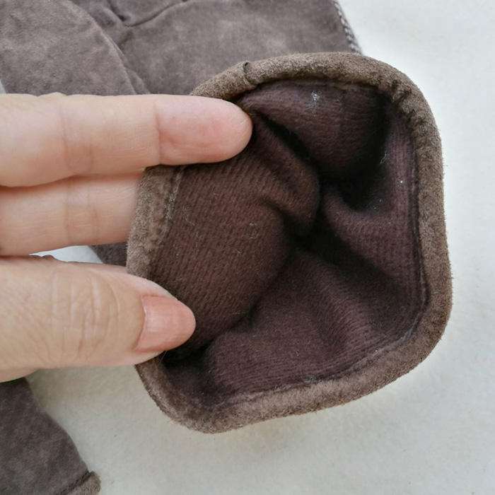 ถุงมือชาย ผ้าขนสัตว์ หนังกลับแท้