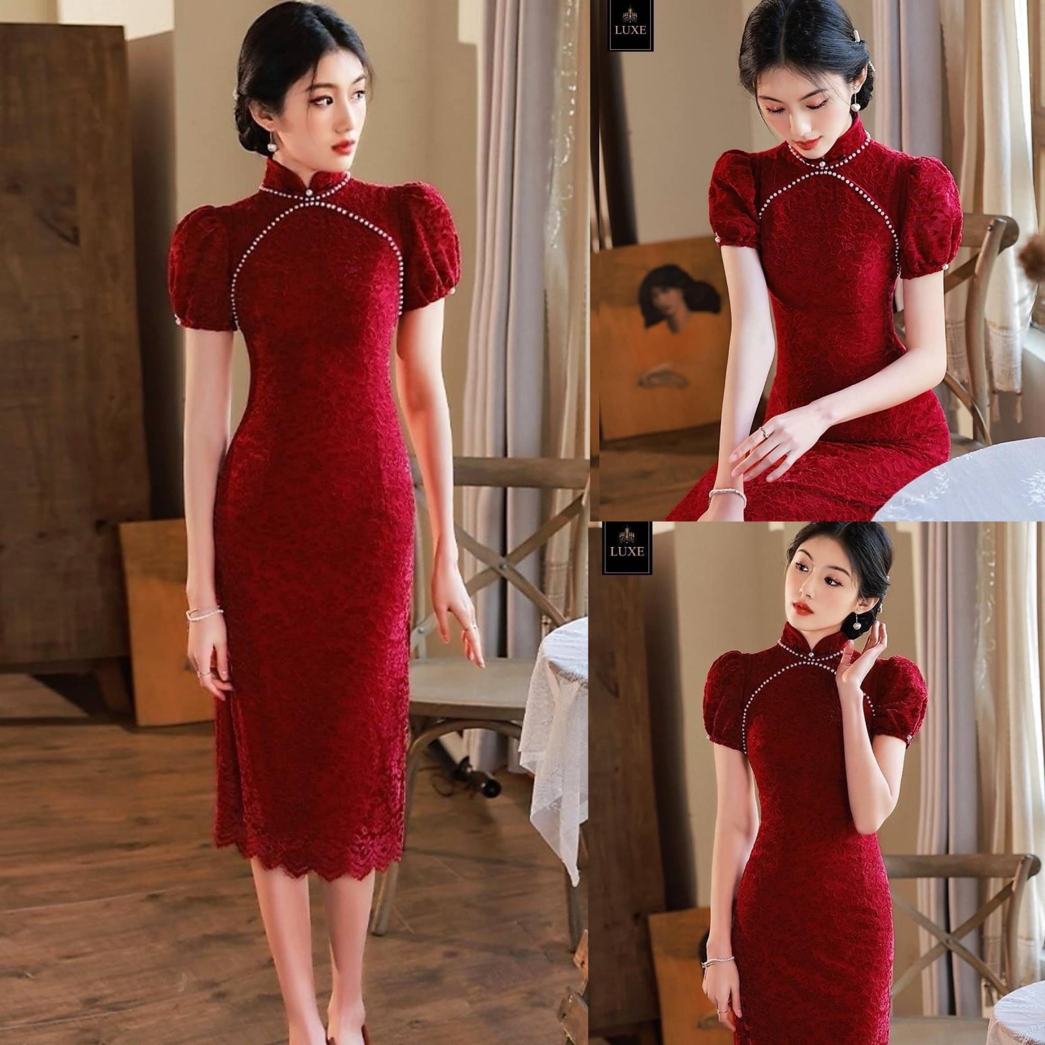 เดรสกี่เพ้าแขนตุ๊กตา แพทเทิร์นสวยเข้ารูป ใส่สบาย สินค้าคุณภาพ (พร้อมส่ง)