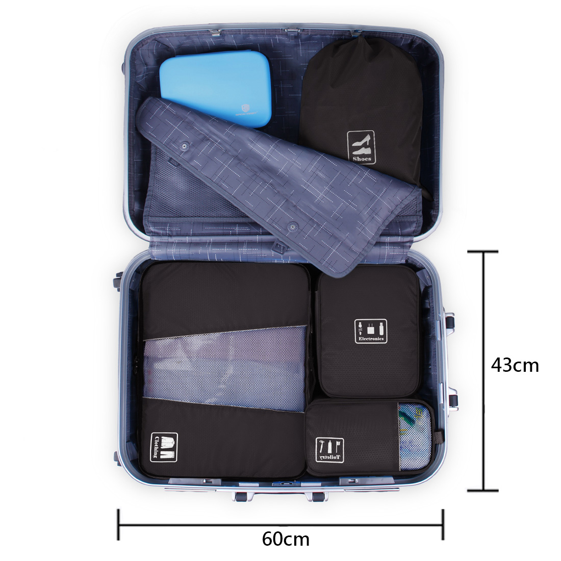 Bagsmart กระเป๋าจัดระเบียบเดินทาง 4 ใบ กันน้ำ พกพาสะดวก ใส่เสื้อผ้า, อุปกรณ์ไอที, อุปกรณ์น้ำ และรองเท้า (Black)