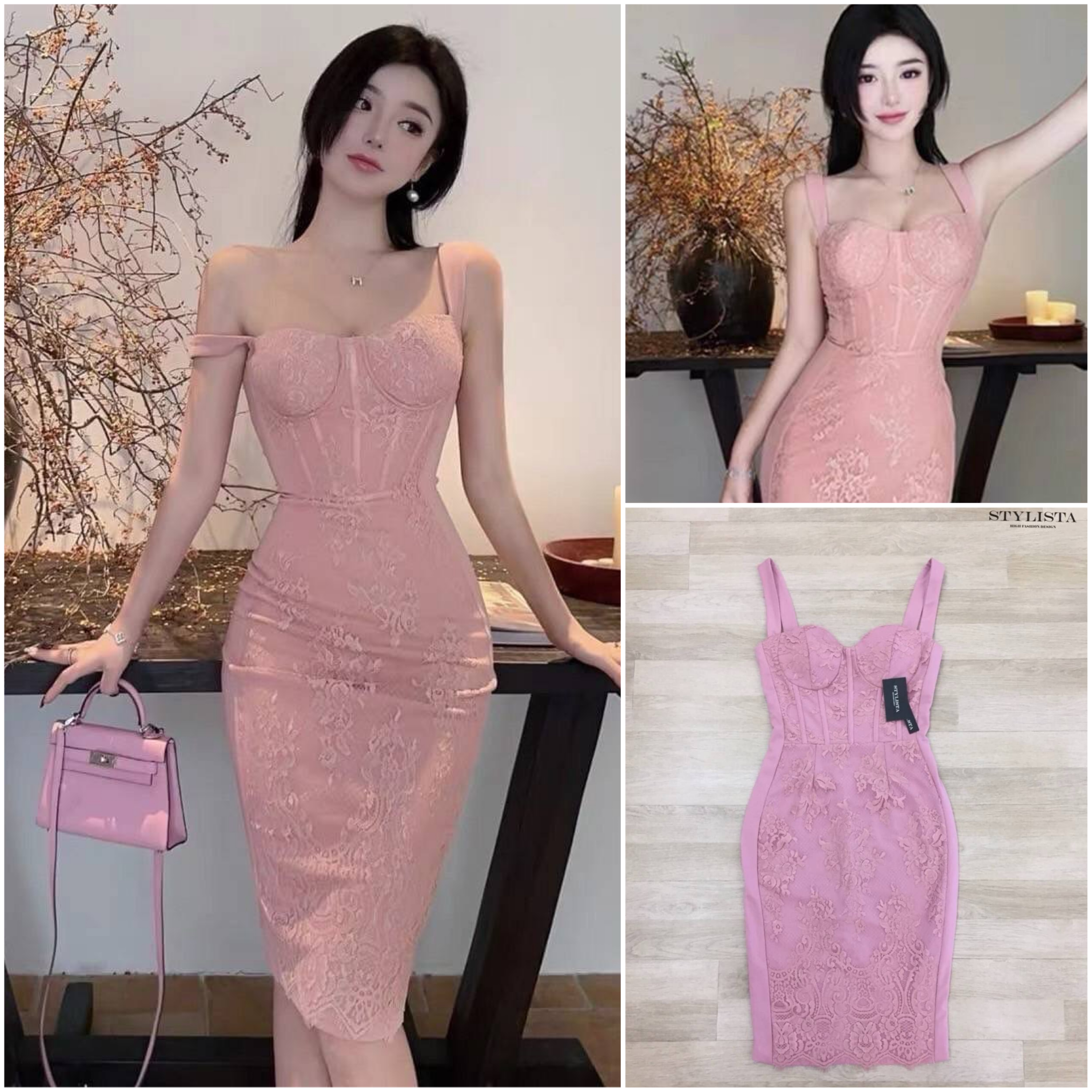 เดรสทรงพอดีตัว ผ้ามีเทคเจอร์ลูกไม้ ใส่สวย มากๆ ใส่ออกงาน ใส่ได้หลายโอกาส ใส่สบาย สินค้าคุณภาพ (พร้อมส่ง)