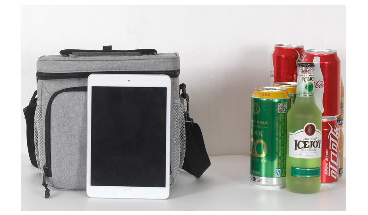 (สีเทา) กระเป๋าเก็บความเย็น เก็บอุณหภูมิร้อน-เย็น เพิ่มช่องเก็บอุณหภูมิด้านบน เก็บอาหาร เครื่องดื่ม มีสายสะพาย ใช้ได้อเนกประสงค์