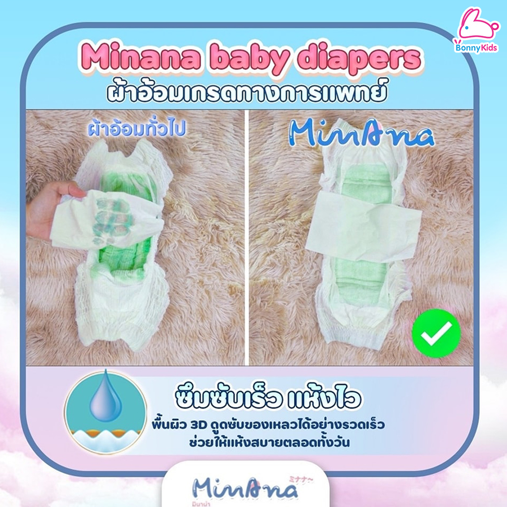 MINANA BABY DIAPERS ผ้าอ้อมสำเร็จรูป ผ้าอ้อมเกรดทางการแพทย์