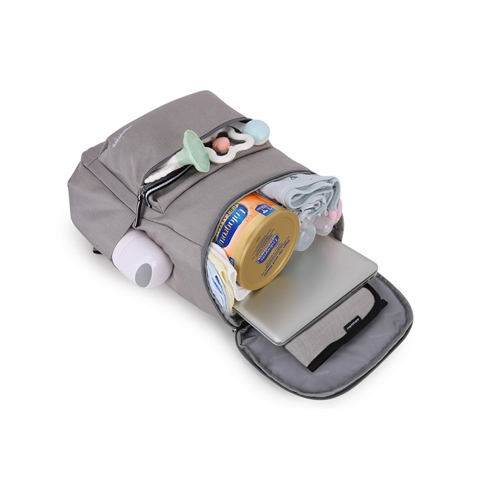 mommore กระเป๋าคุณแม่ กระเป๋าสัมภาระคุณแม่ กระเป๋าแม่ลูกอ่อน กันน้ำ พร้อมแผ่นรองเปลี่ยนผ้าอ้อม จุมาก น้ำหนักเบา เหมาะสำหรับเดินทาง (Grey)