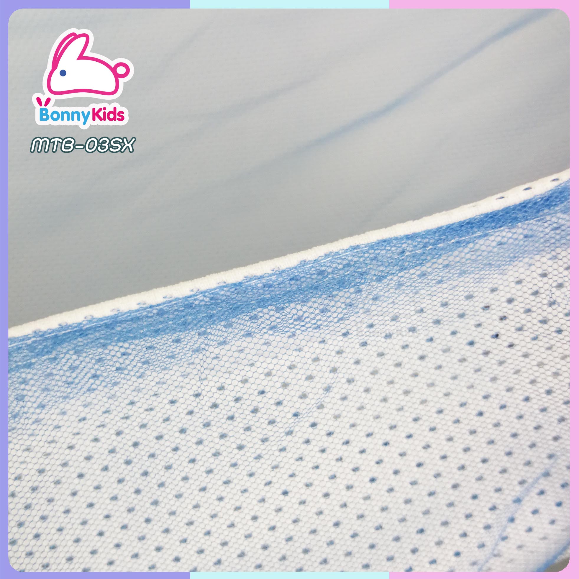 (13190+13191) เปลญวนเด็กอ่อน สีสันสวยงาม พร้อมมุ้งครอบกันยุงและแมลง สีฟ้า