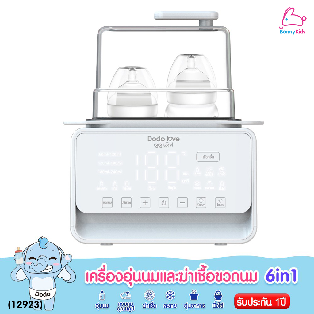 (12923) เครื่องอุ่นนมและฆ่าเชื้อโรค 6 in 1 ได้ในเครื่องเดียว อุ่นนม อุ่นอาหารได้ มีไฟกลางคืน