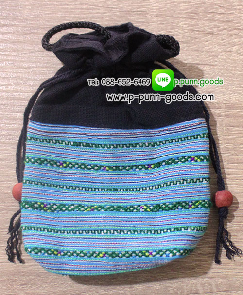 กระเป๋าหูรูดใบเล็ก (งานผ้าชาวเขา Upcycled)