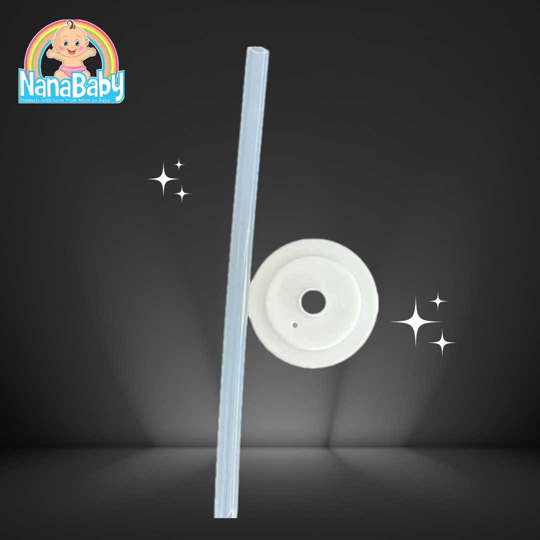 NanaBaby หลอดหัดดูด พร้อมฝาปิดปากขวดนม ซิลิโคนนิ่ม เปลี่ยนขวดนมคอกว้างให้เป็นขวดหัดดูด