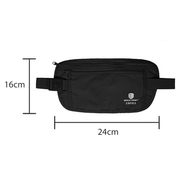 ฺBagsmart กระเป๋าใส่พาสปอร์ตคาดเอว ใส่เอกสารสำคัญ ป้องกันการขโมยข้อมูลด้วยคลื่น RFID มีสองสีให้เลือก