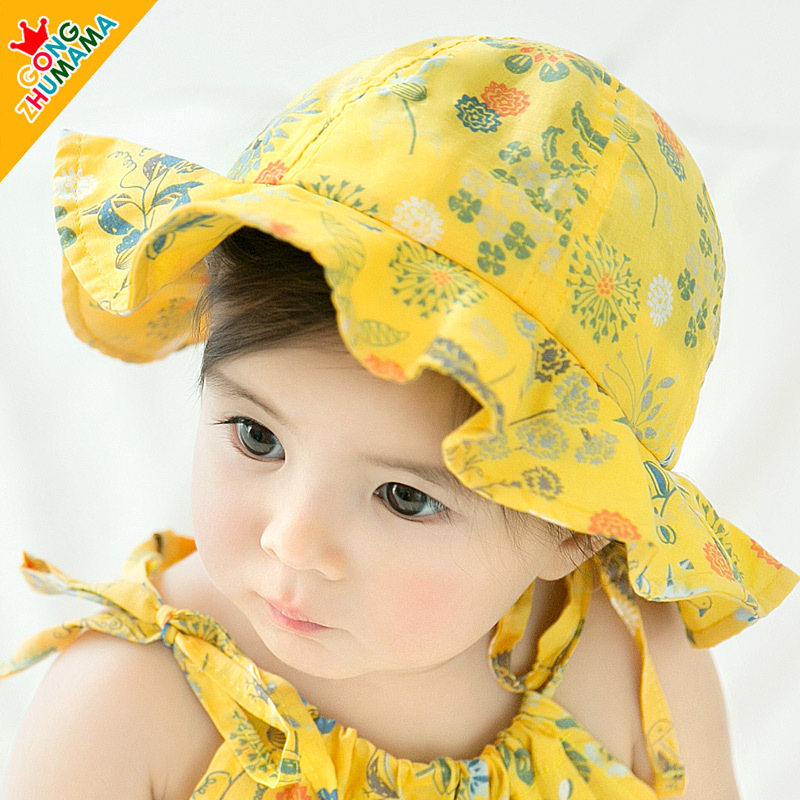 หมวกปีกเด็กอ่อนหญิง 6-24 เดือน ลายดอกไม้น่ารัก