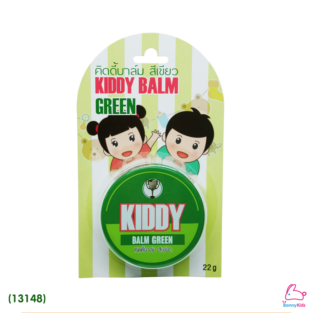 (13148) Kiddy balm (คิดดี้ บาล์ม) ยาหม่องสำหรับเด็ก เนื้อครีมสีเขียว (ขนาด 22 กรัม) แซมบัคเด็ก สำหรับเด็ก 3 เดือนขึ้นไป