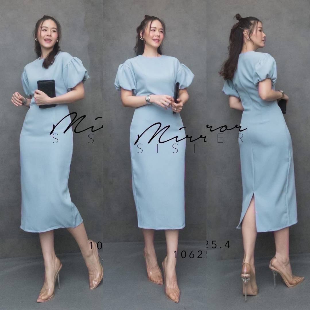 เดรสทรงเบสิค เหมาะกับสาวทุกสไตล์ ช่วงบนเป็นดีไซน์คอกลม ช่วงแขนน่ารักมากแต่งพองพุ่ม ใส่สบาย : สินค้าคุณภาพ (พร้อมส่ง)