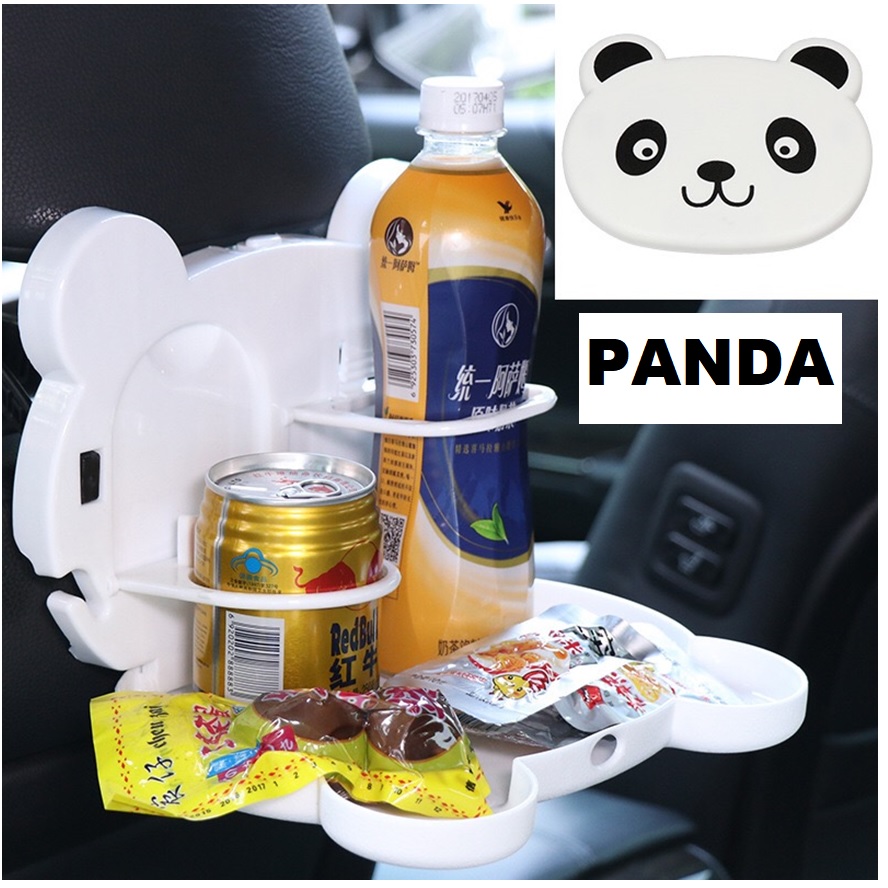 ถาดวางอาหารในรถ โต๊ะกินข้าวในรถยนต์ ถาดอาหารที่กินข้าวในรถ พับเก็บได้ ลายการ์ตูนน่ารัก วางแก้ว ขวดน้ำได้