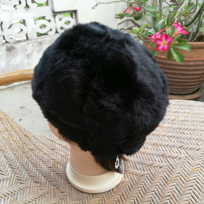 หมวกเอสกิโม เฟอร์หนานุ่มสีดำ อุ่นมาก