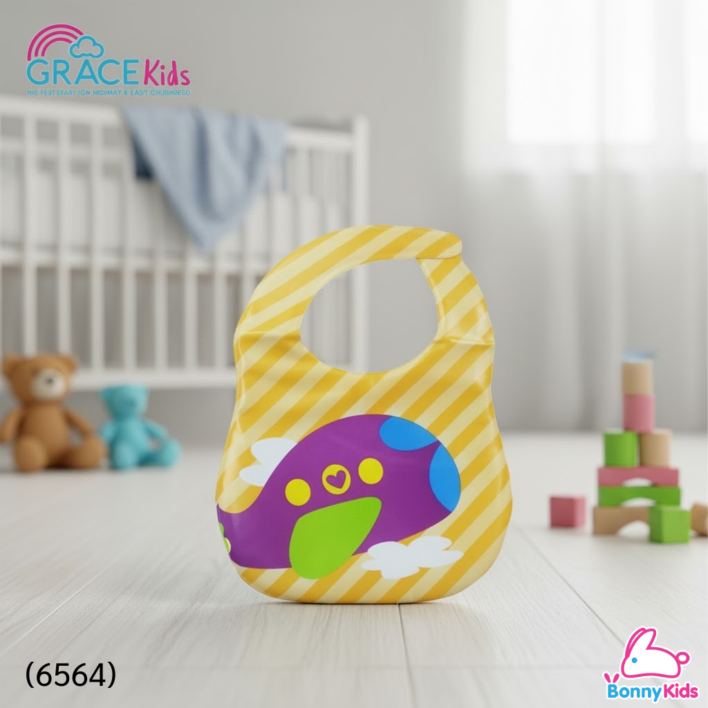 (6564) Gracekids ผ้ากันเปื้อนพลาสติก รุ่น มีที่รองอาหาร