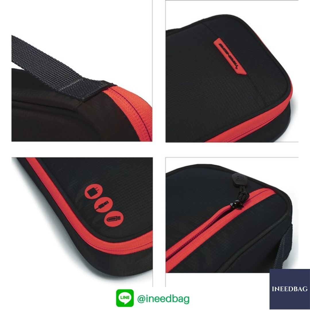 ฺBagsmart กระเป๋าจัดระเบียบอิเล็กทรอนิกส์ กระเป๋าใส่สายชาร์จ กระเป๋าใส่ฮาร์ดดิสก์ กระเป๋าใส่อุปกรณ์ไอที มีสองชั้น ช่องเยอะพิเศษ มีหูหิ้วพกพาสะดวก (ดำ-แดง)