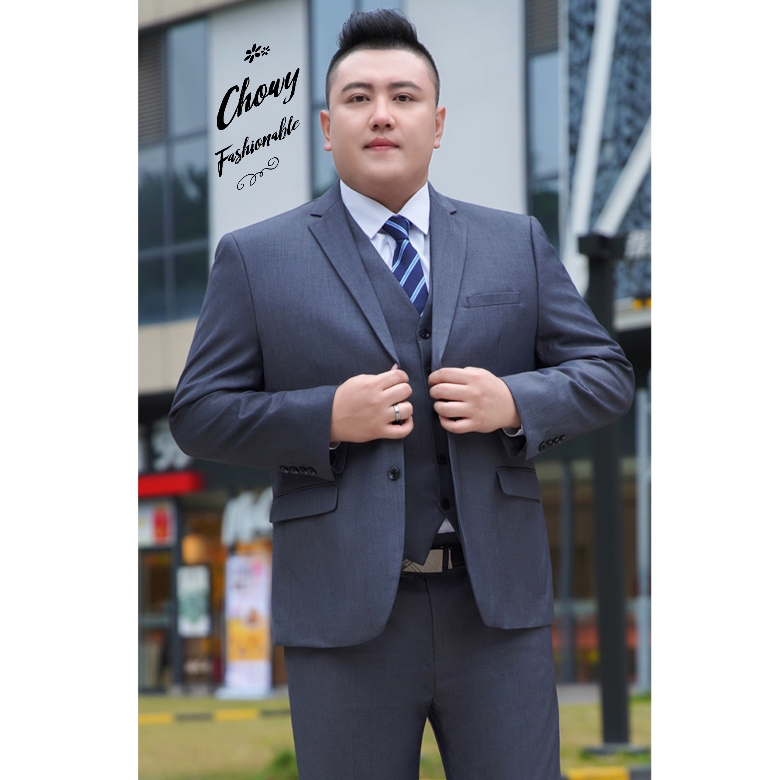 ชุดสูทผู้ชาย 3XL-10XL รอบอก 44-60 นิ้ว เสื้อสูทไซส์ใหญ่ สูทผู้ชายไซส์ใหญ่ กางเกงขายาว เอว 40-50 นิ้ว กางเกงสูทผู้ชาย FF0252
