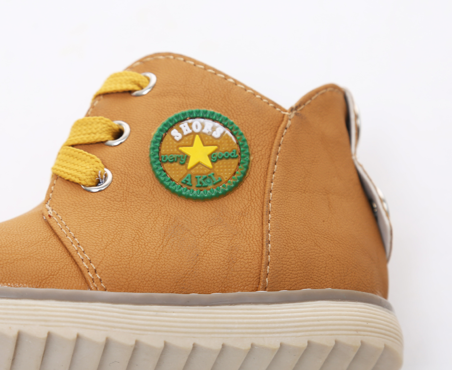 รองเท้าคัชชูเด็กชาย สีเหลืองน้ำตาลผูกเชือกหลอก มีซิปข้าง Size 16-17 ซม.