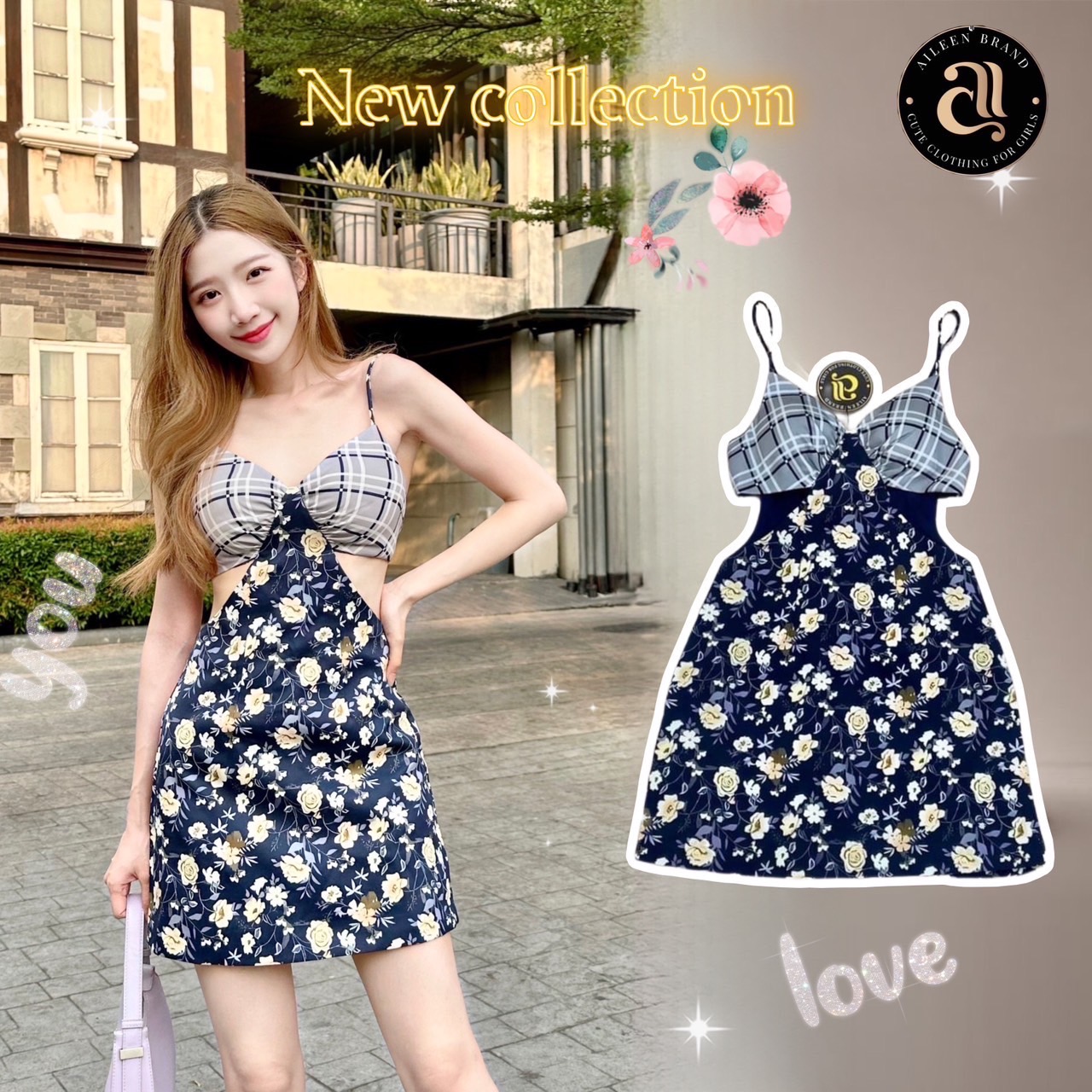 มินิเดรสสายเดี่ยวช่วงอกโค้ง ( เสริมฟองน้ำ และซิปหลังอย่างดี ) ดีไซน์เก๋ สินค้าคุณภาพ (พร้อมส่ง)