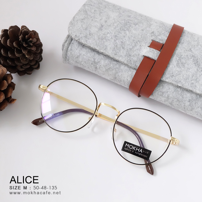 ALICE - black gold กรอบโลหะทรงกลม กว้าง 135 มม.(sizeM) H48