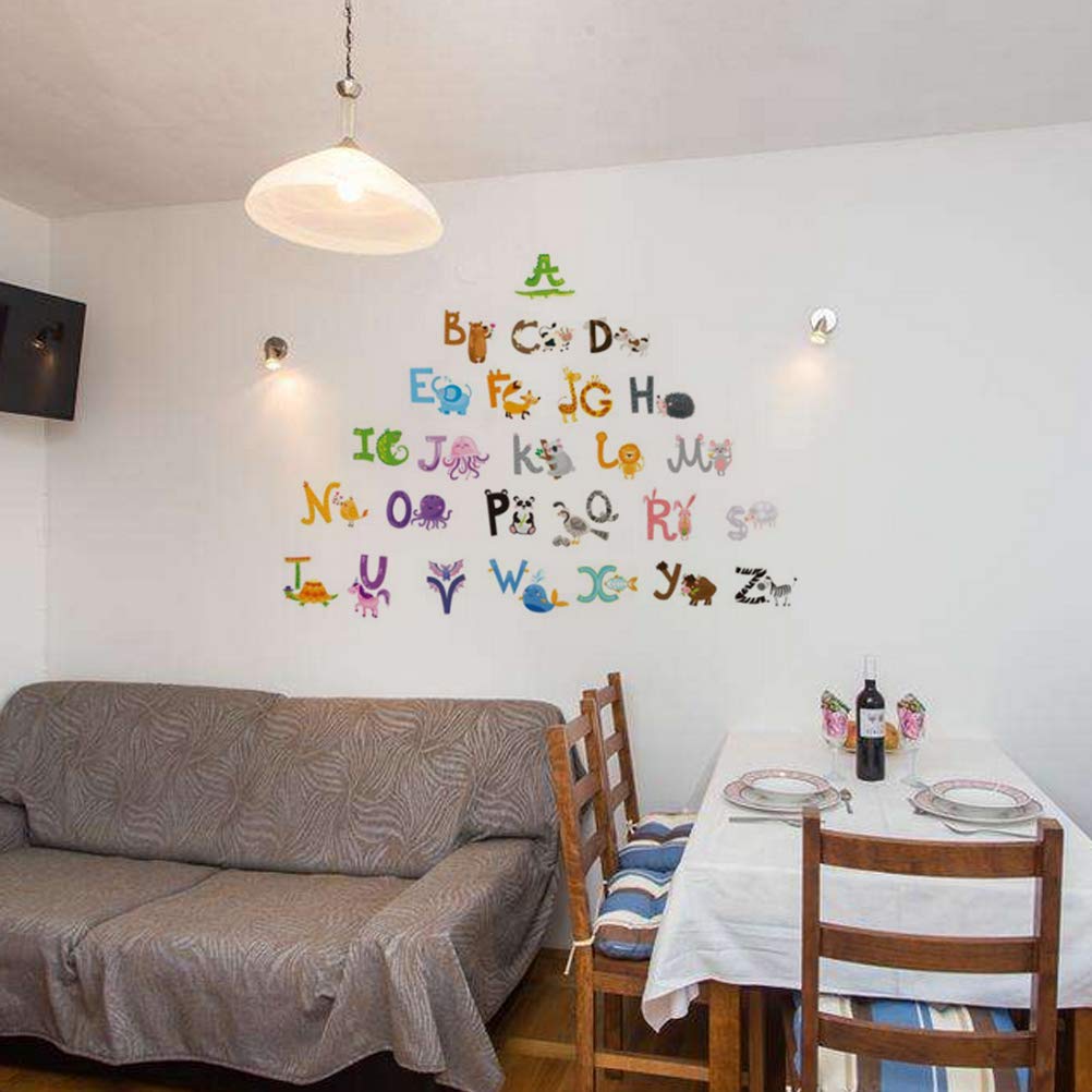 สติกเกอร์ติดผนัง ABC สติ๊กเกอร์ตกแต่ง DIY สติกเกอร์ A-Z เพื่อนสัตว์ ขนาดใหญ่ ลอกออกแล้วติดซ้ำได้