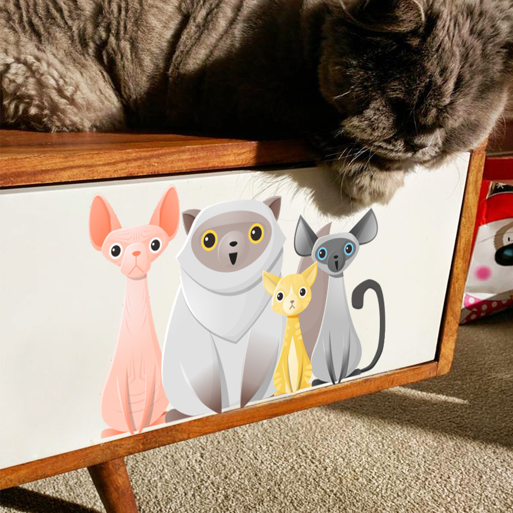 สติกเกอร์แต่งห้อง DIY ลายแมว We are Happy Family ตกแต่งห้อง ลอกออกแล้วติดซ้ำได้