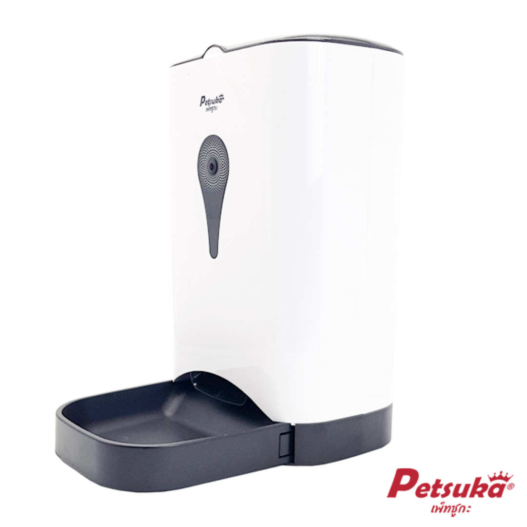 เครื่องให้อาหารสัตว์เลี้ยงอัตโนมัติ Petsuka ควบคุมด้วยสมาร์ทโฟน พร้อมกล้องคมชัด HD ขนาด 5 ลิตร