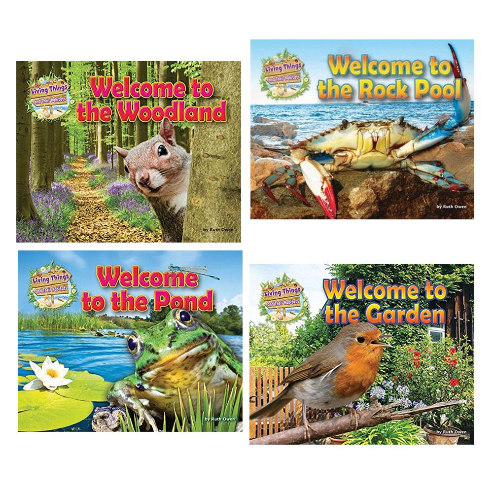 Ruth Owen : Living Things and Their Habitats : 4 Book Collection : Welcome to The Garden + The Pond + The Rock Pool + The Woodland เซตหนังสือส่งเสริมความรู้เกี่ยวกับธรรมชาติที่อยู่อาศักย 4 เล่ม