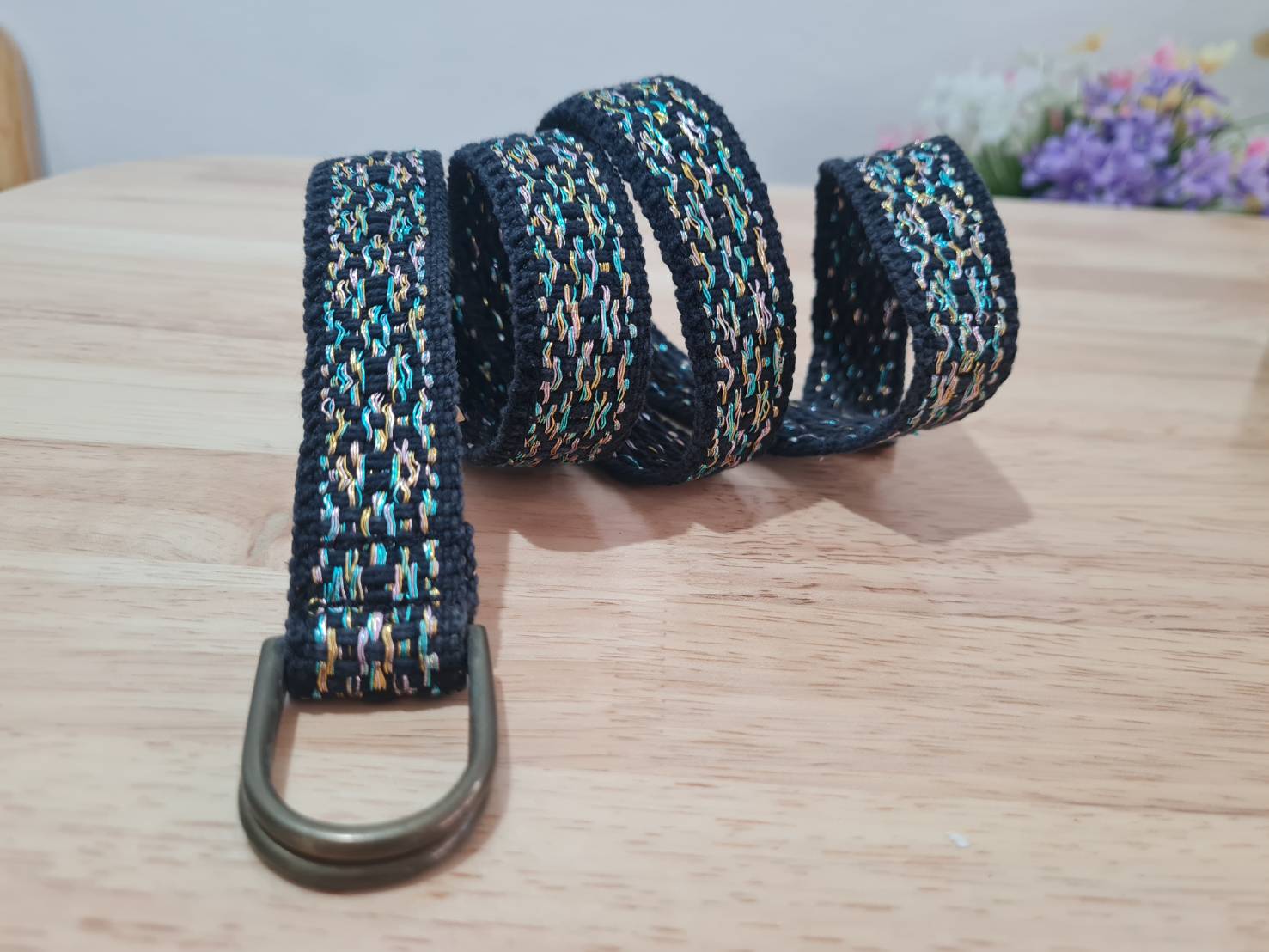 เข็มขัดด้ายถักดิ้นทอง Made in FRANCE สวยมาก