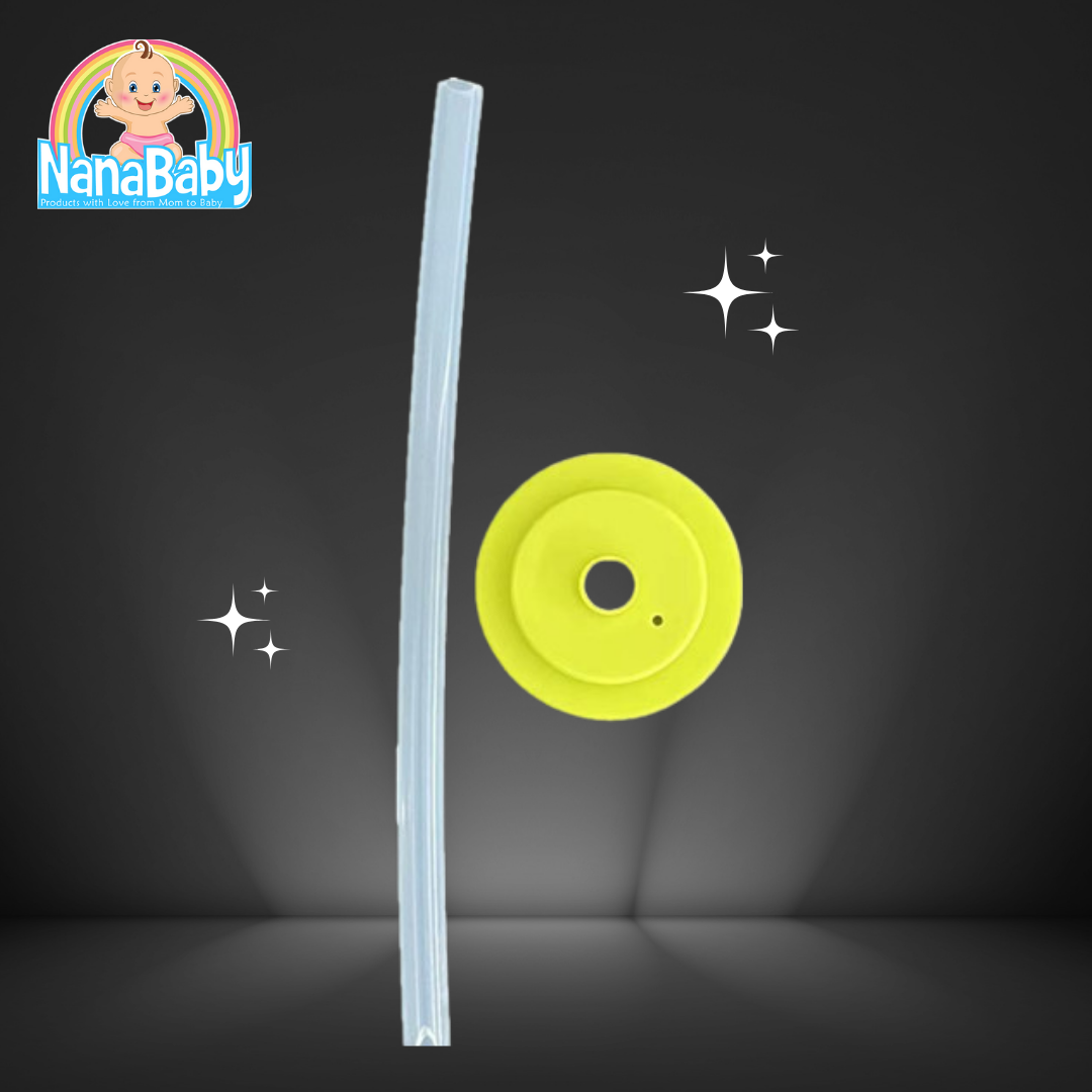 NanaBaby หลอดหัดดูด พร้อมฝาปิดปากขวดนม ซิลิโคนนิ่ม เปลี่ยนขวดนมคอกว้างให้เป็นขวดหัดดูด