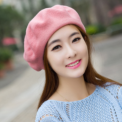 หมวกเบเร่ย์ 100%wool สีแดงไวน์ สวยมาก /ของใหม่/