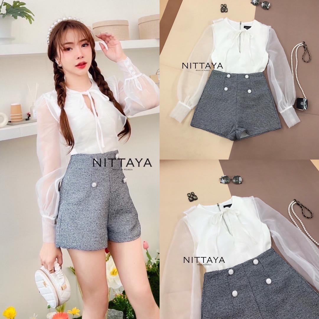 เซตเสื้อขาวแขนยาว+กางเกงขาสั้น สินค้าคุณภาพ (พร้อใส่ง)