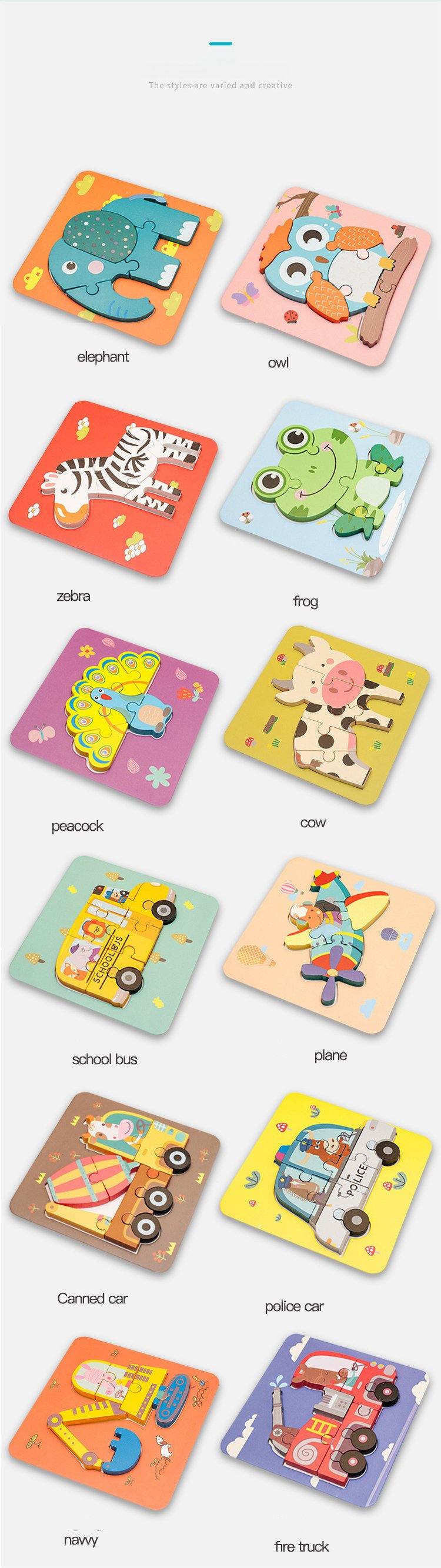 NanaBaby จิ๊กซอว์ไม้ จิ๊กซอเด็กเล็ก 3D Wooden Jigsaws รูปสัตว์ ของเล่นไม้ ของเล่นเสริมพัฒนาการเด็กเล็ก