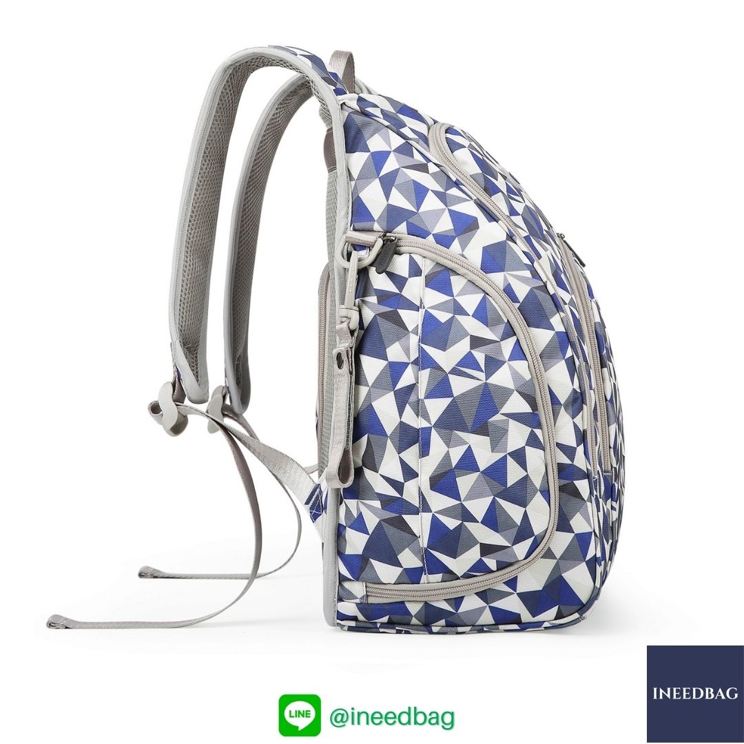 Ecosusi กระเป๋าคุณแม่, กระเป๋าสัมภาระคุณแม่, กระเป๋าแม่ลูกอ่อน แบบเป้ มาพร้อมแผ่นรองเปลี่ยนผ้าอ้อม, ช่องเก็บความร้อน-เย็น (New Version Blue) + Wet Pocket + Wipe Pocket