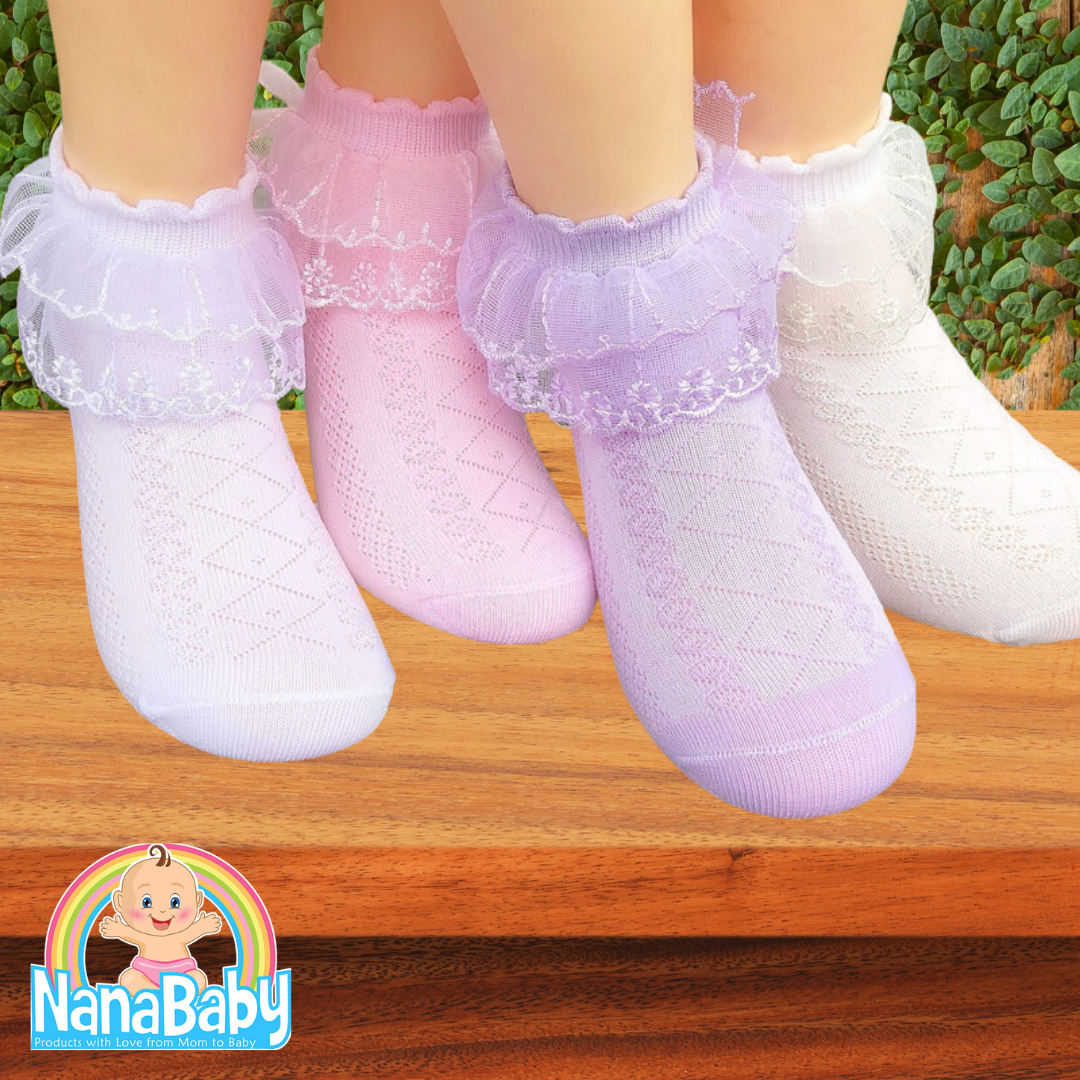 NanaBaby ถุงเท้าลูกไม้เด็กผู้หญิง Premiem Socks for Kids Girls ถุงเท้าเจ้าหญิง 1-18 ขวบ