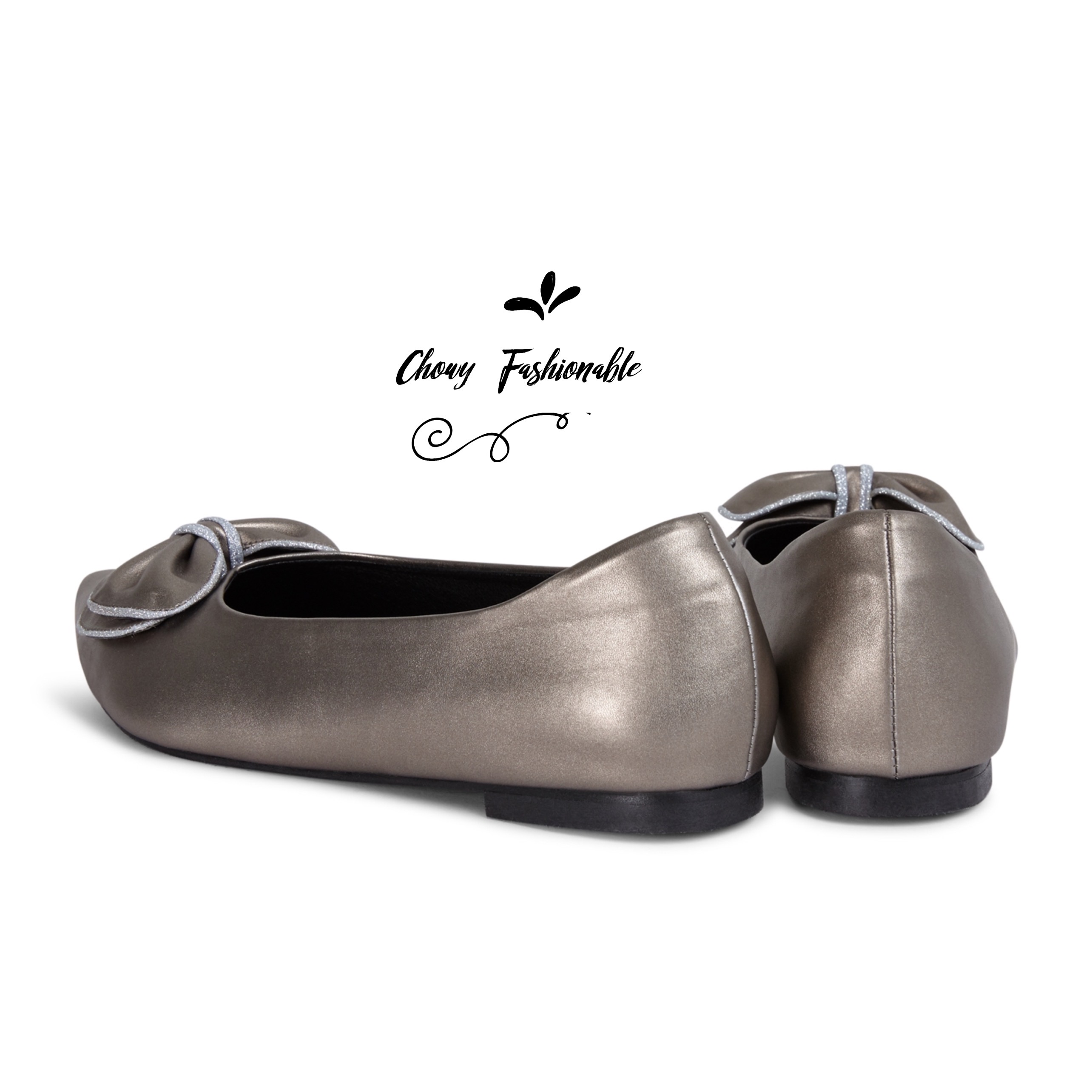 รองเท้าไซส์ใหญ่ 43-45 ส้นแบนหัวแหลม Flat Pointed Doble Bowy By Chowy CH0160