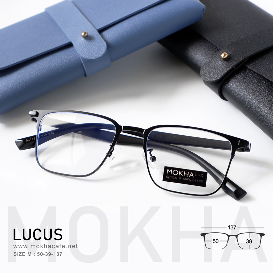 LUCUS - black กรอบแว่นโลหะ กรอบทรงเหลี่ยม กว้าง 137 มม. (size3) H39