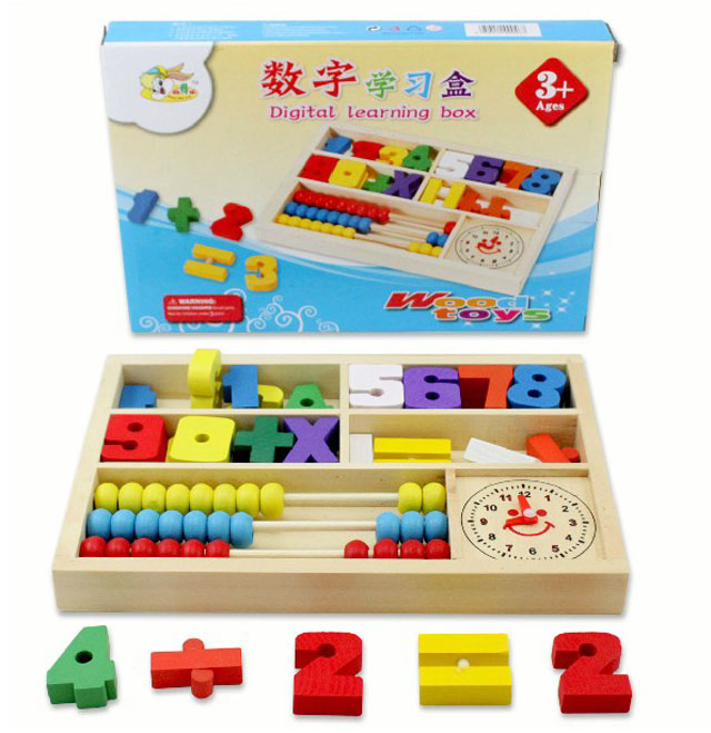 ของเล่นไม้ เรียนรู้ตัวเลข การนับ บวกลบจำนวน และการบอกเวลา Digital Learning Box