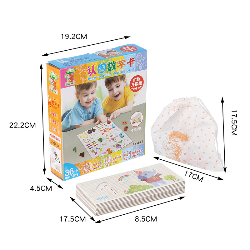 ของเล่นชุดการ์ดสอนนับเลขไม้สวนสัตว์ Map-reading Digital Card