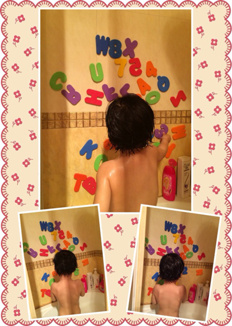 ของเล่นลอยน้ำ ตัวอักษรโฟม A-Z, 0-9 เกาะผนังเมื่อเปียก Melon